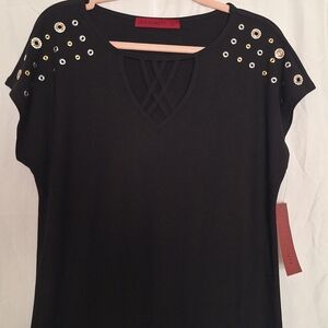 Scarlett Black Top with Embellished Details